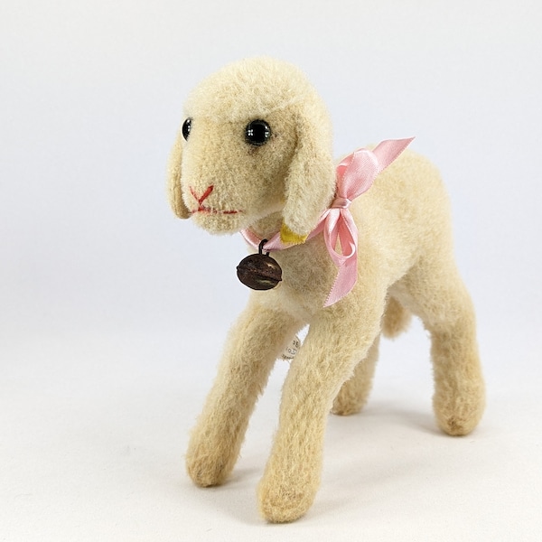 Steiff Lamb with US Zone tag and IDs vintage 1949 to 1951 standing 7 inches