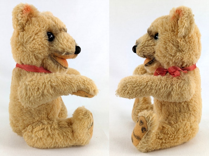 Czech Teddy Bear Baby 1950s made by Hamiro 8 inches tall painted paws image 6