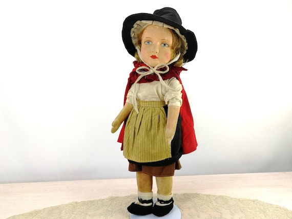 Chad Valley Welsh Girl Costume Doll Felt and Cloth 16 Inches 1930s -  UK