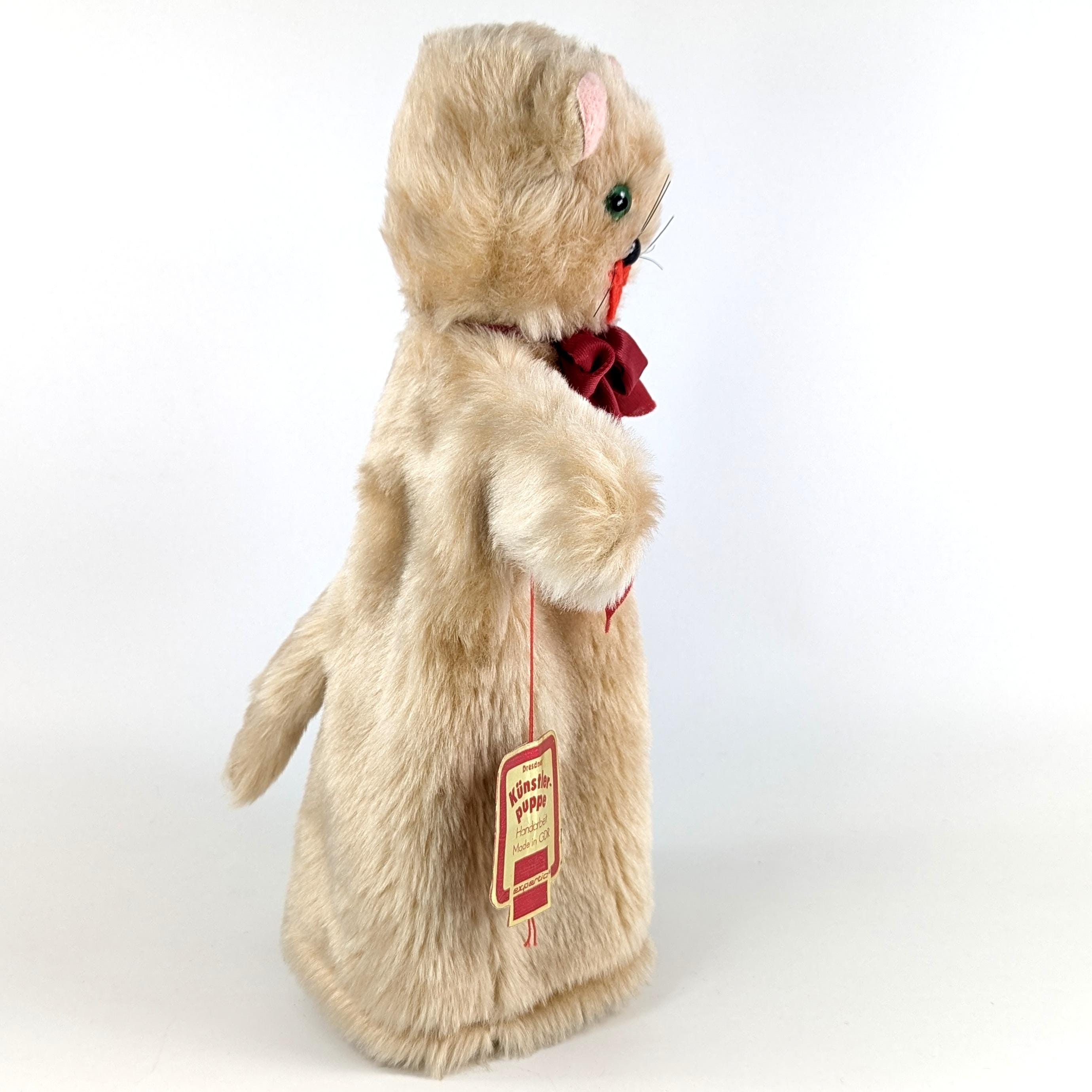 Vintage Cat Hand Puppet With ID Manufactured in Dresden in the