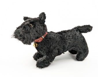 ヴィンテージ 木毛 モヘア テリア 犬 4ジョイント シュタイフ スコッティドッグテリア ブラックモヘア 2番目に小さい 5