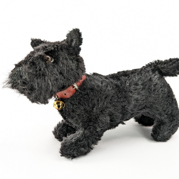 Steiff Scotty Dog Terrier black mohair 5 inches 1949 to 1957 vintage