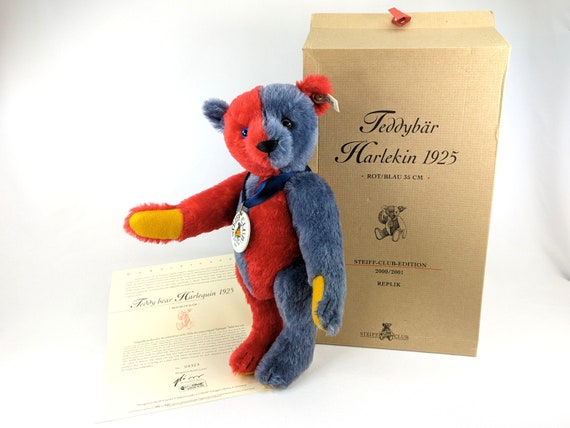 Steiff Teddy Bear Harlequin 1925 Vintage Replica 2000 Red
