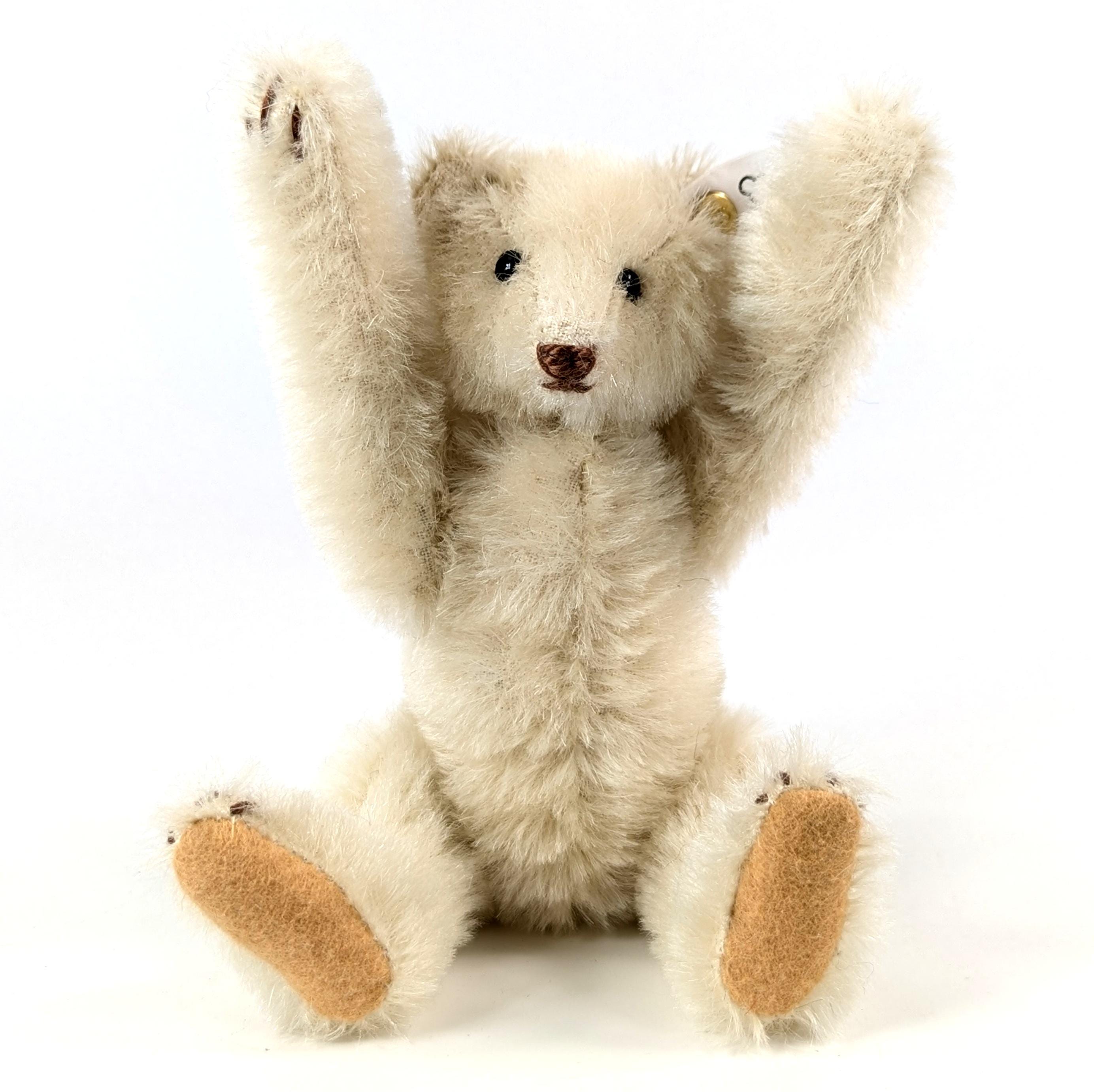 Steiff Press Button Teddy Bear 1909 White Mohair All Ids 7 Inches