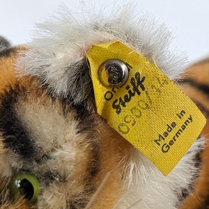 Steiff Tiger Cub con documenti d'identità lunghi 8 pollici, vintage dal 1968 al 1975 immagine 3