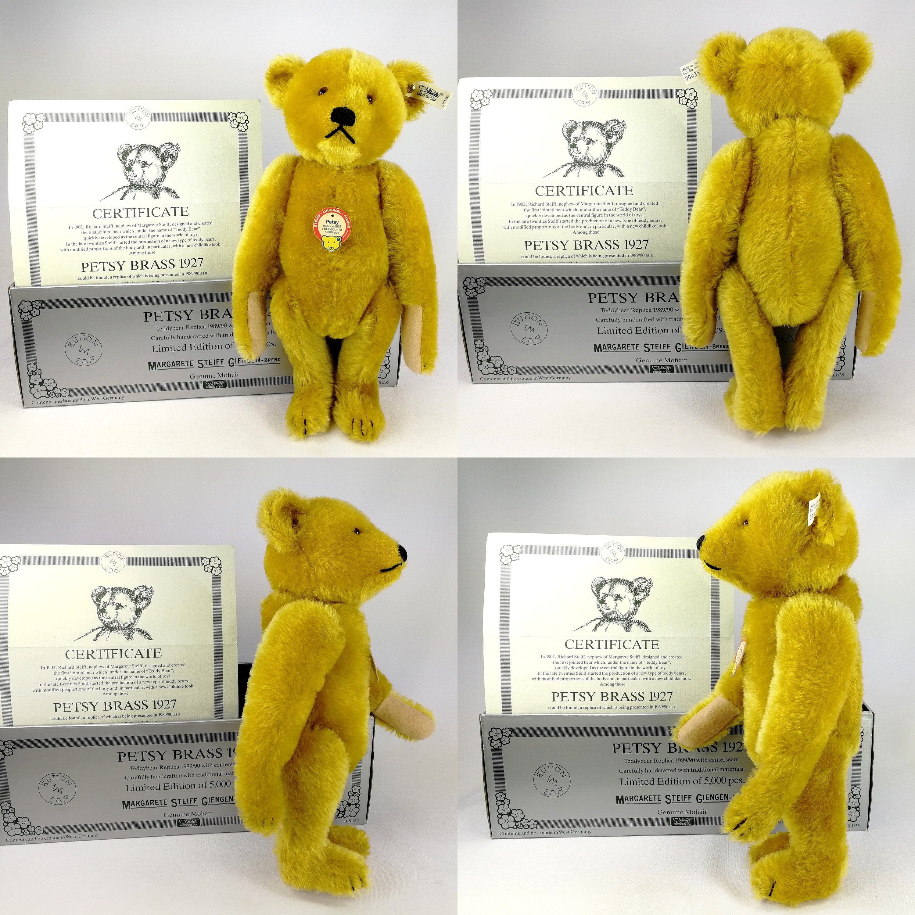 Steiff Teddy Bear Petsy 1927 Mint in Box 14 Inches Vintage