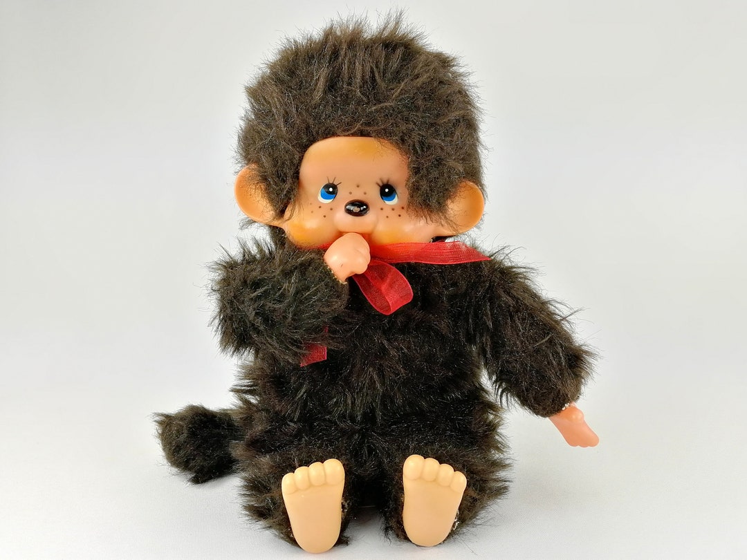 Monchhichi Sekiguchi EUROPE HOLLAND Monchichi Plush Doll Vtg Toy Boy Red Bib