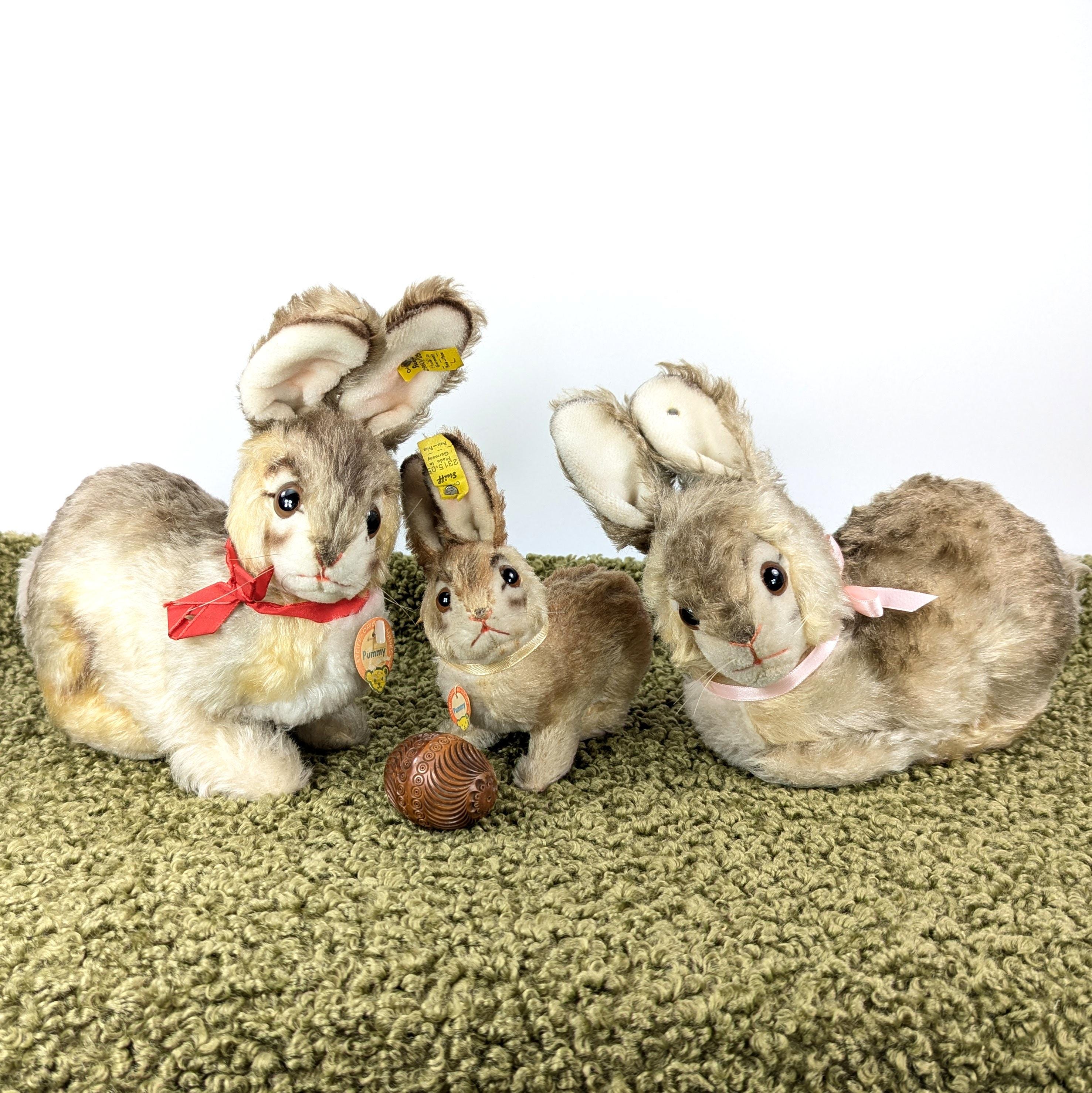 Steiff Bunny Rabbit Pummy Sitting With Button Large 10 Inches