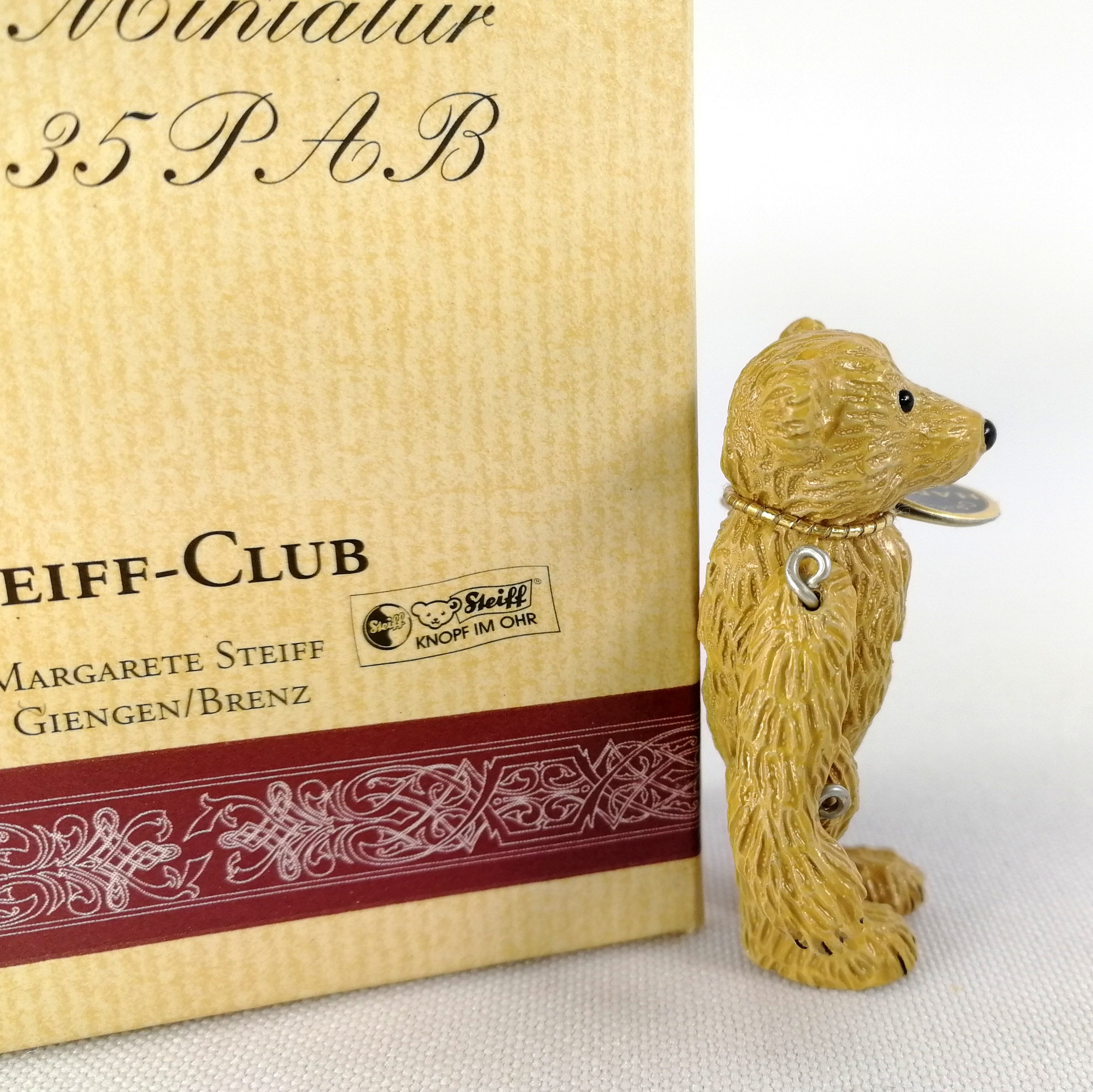 Steiff Club Baerle 35 PAB Pewter Miniature Jointed Mib Vintage