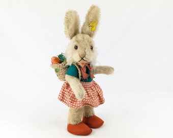 Steiff Rabbit Doll Girl Nikili with IDs 1954 to 1957 vintage 11 inches