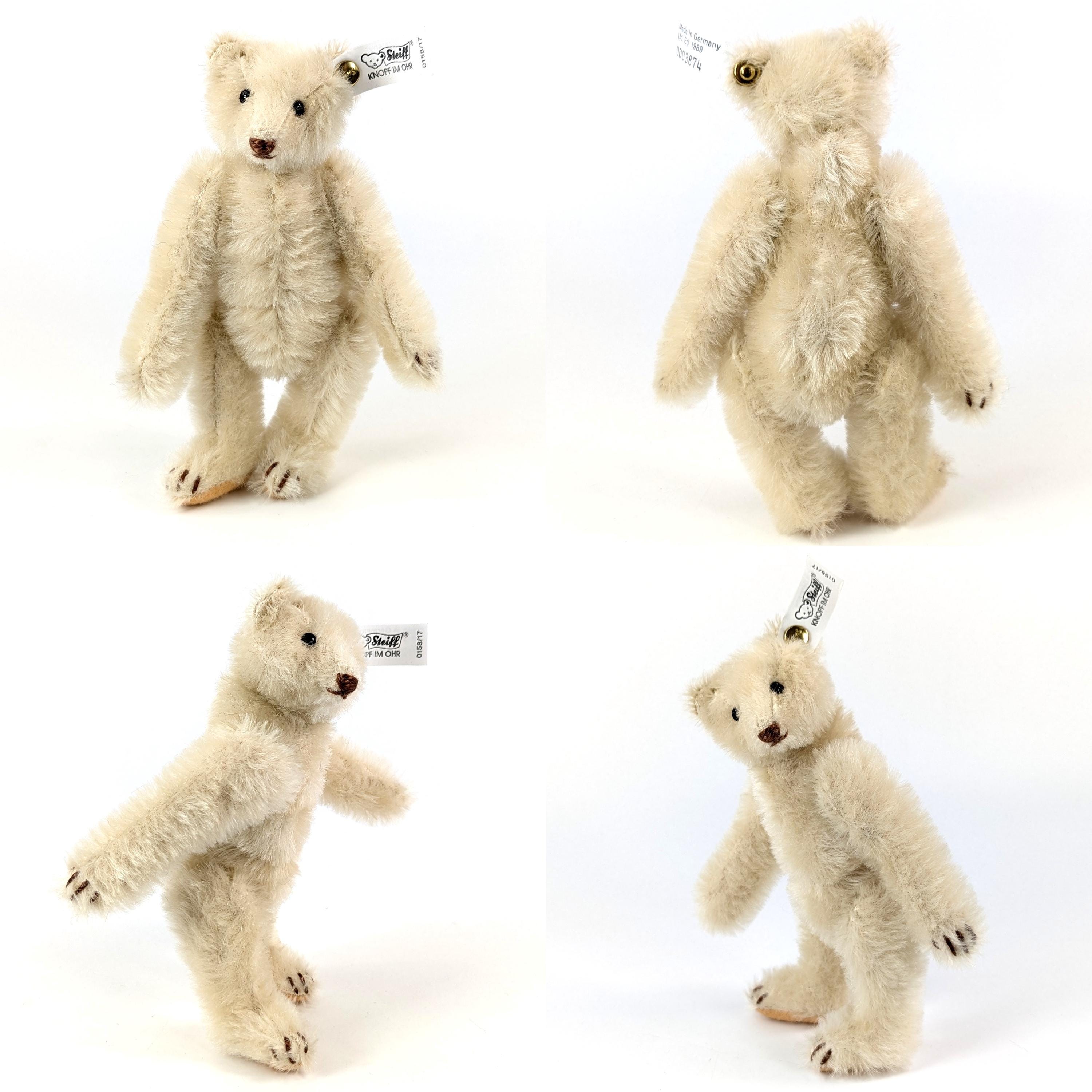 STEIFFF 1909 WHITE TEDDY BEAR レプリカ 約33cm シュタイフ プレスボタン テディベア 1909年製 ホワイトモヘア 全ID 7