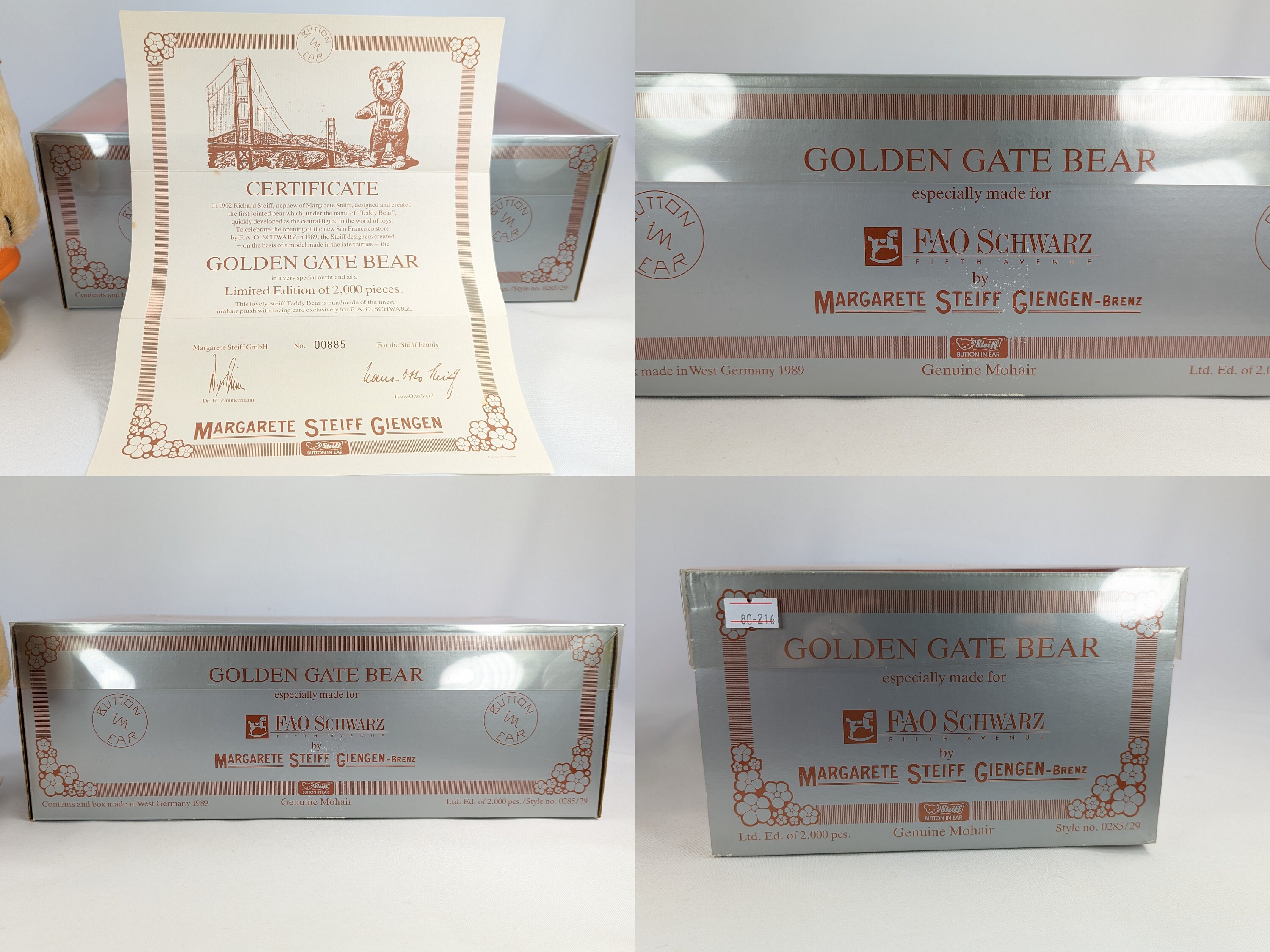 シュタイフ テディ ヴィンテージ FAO シュヴァルツ ゴールデン ゲート