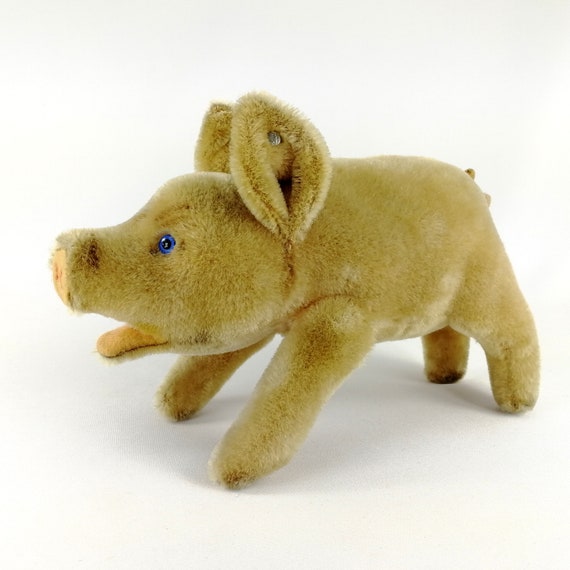 Steiff Pig Jolanthe Ear Button Blue Glass Eyes Midi 7 Inches 1952