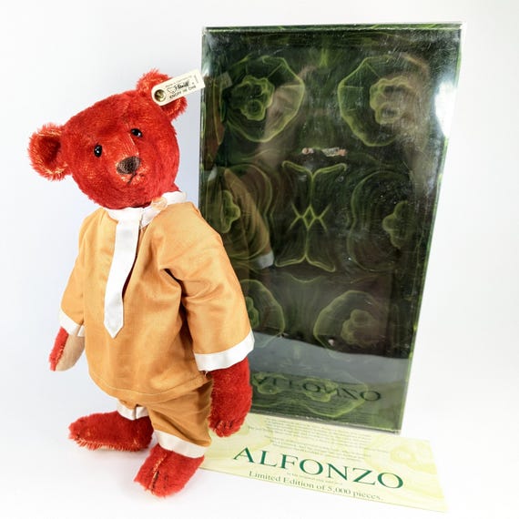 Steiff Alfonzo Teddy Bear 1908 Mint in Box 14 Inches Red
