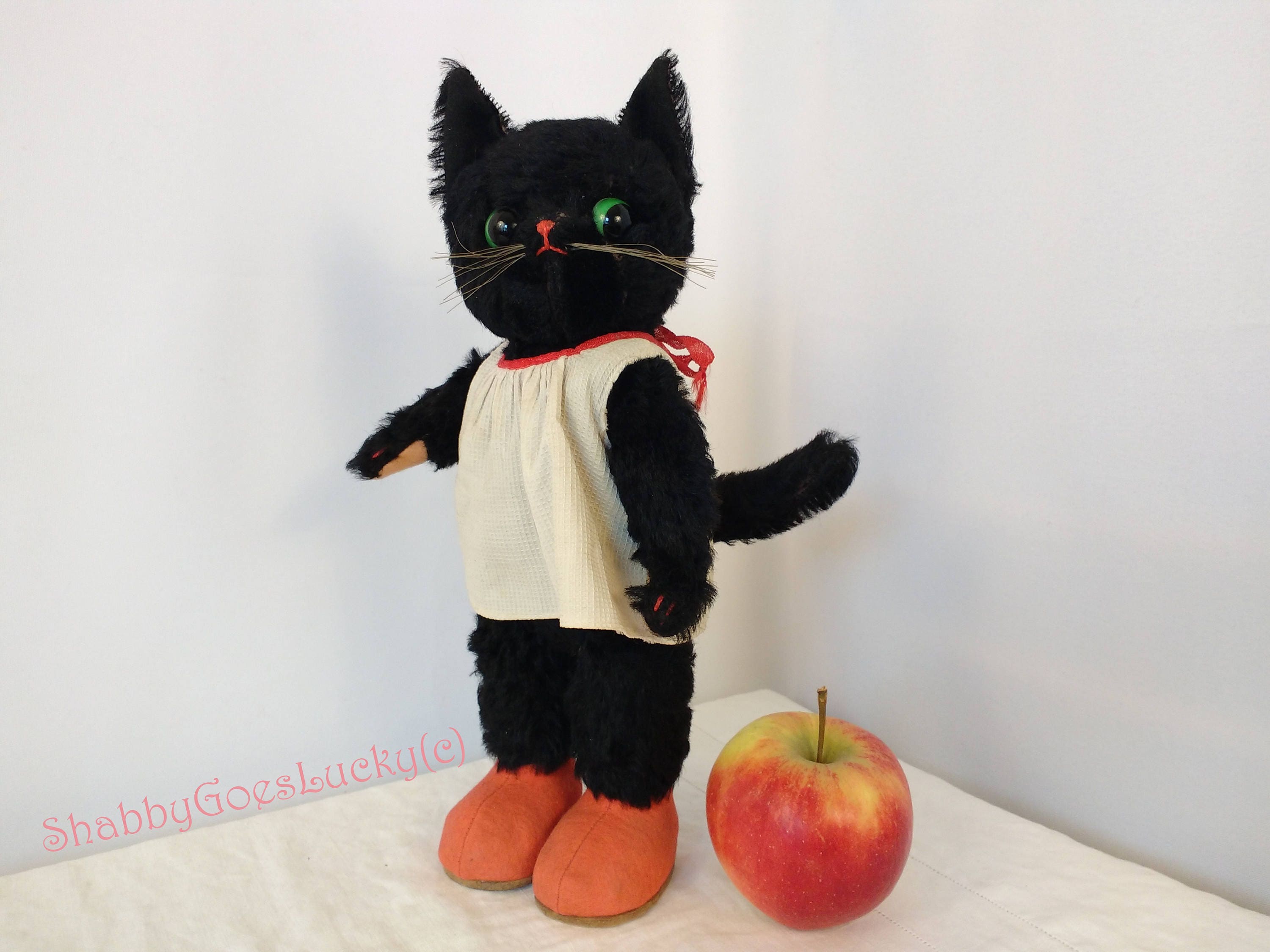 German Vintage Kersa Cat, Made Early 1950s, Large 12 Inch Black
