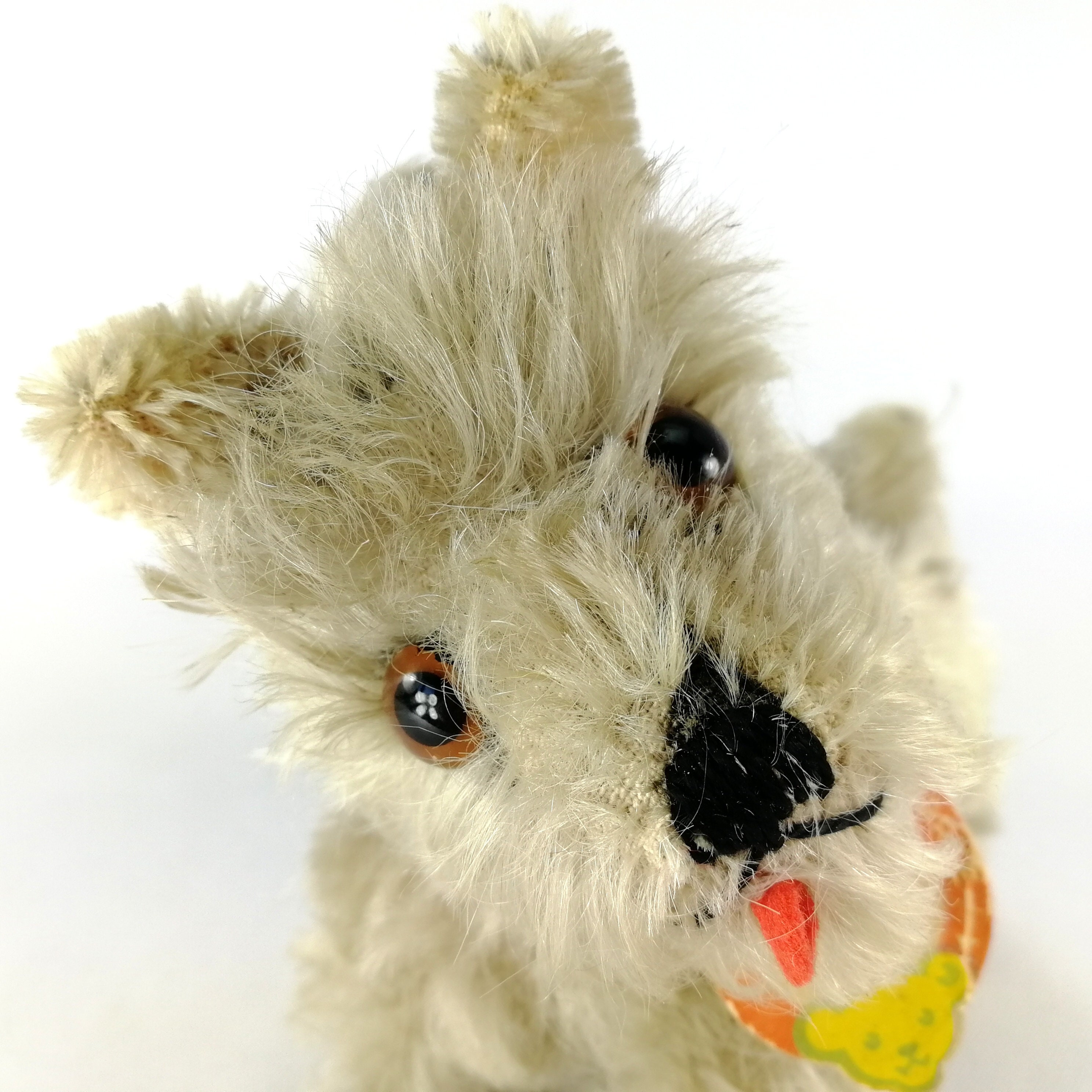 Old Mohair Dog Sitting Glass Eyes Sitting Stuffed Animal - Ruby Lane