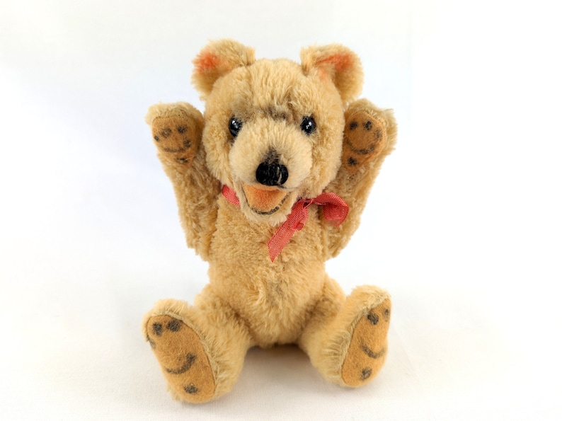 Czech Teddy Bear Baby 1950s made by Hamiro 8 inches tall painted paws image 1