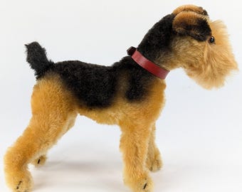 PELUCHE ANCIENNE VINTAGE paille chien Fox Terrier style steiff Teddy