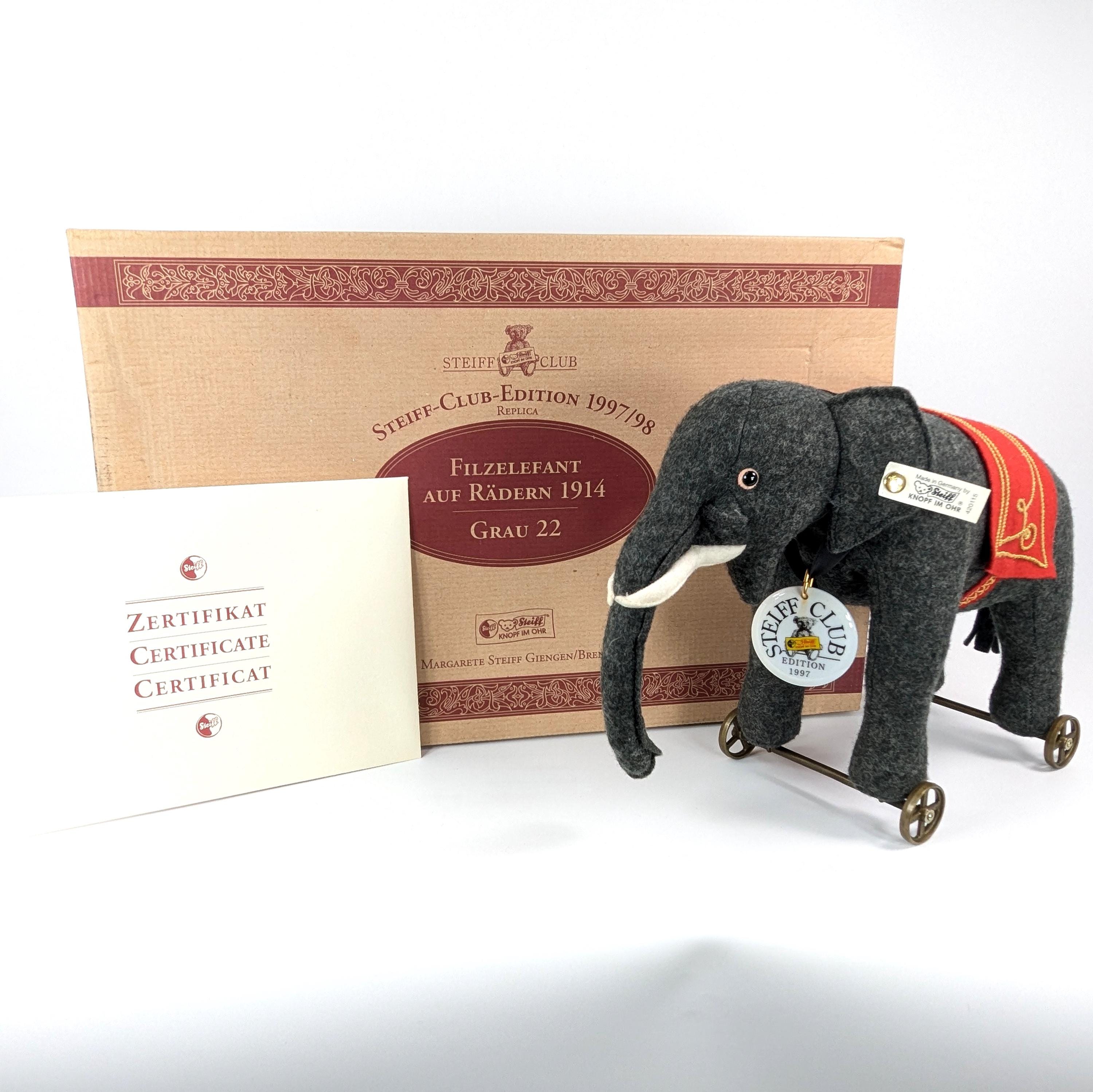 Steiff Elephant on Wheels - Etsy