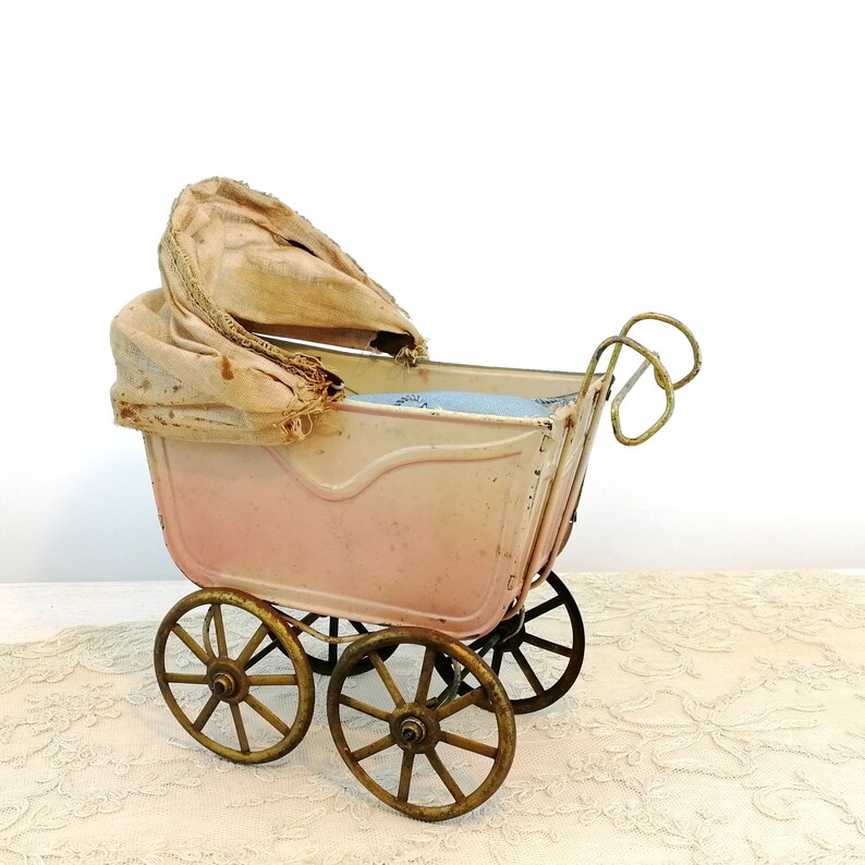 Antique Doll Pram Baby Carriage 5 by 3 Inches Made of Tin Etsy