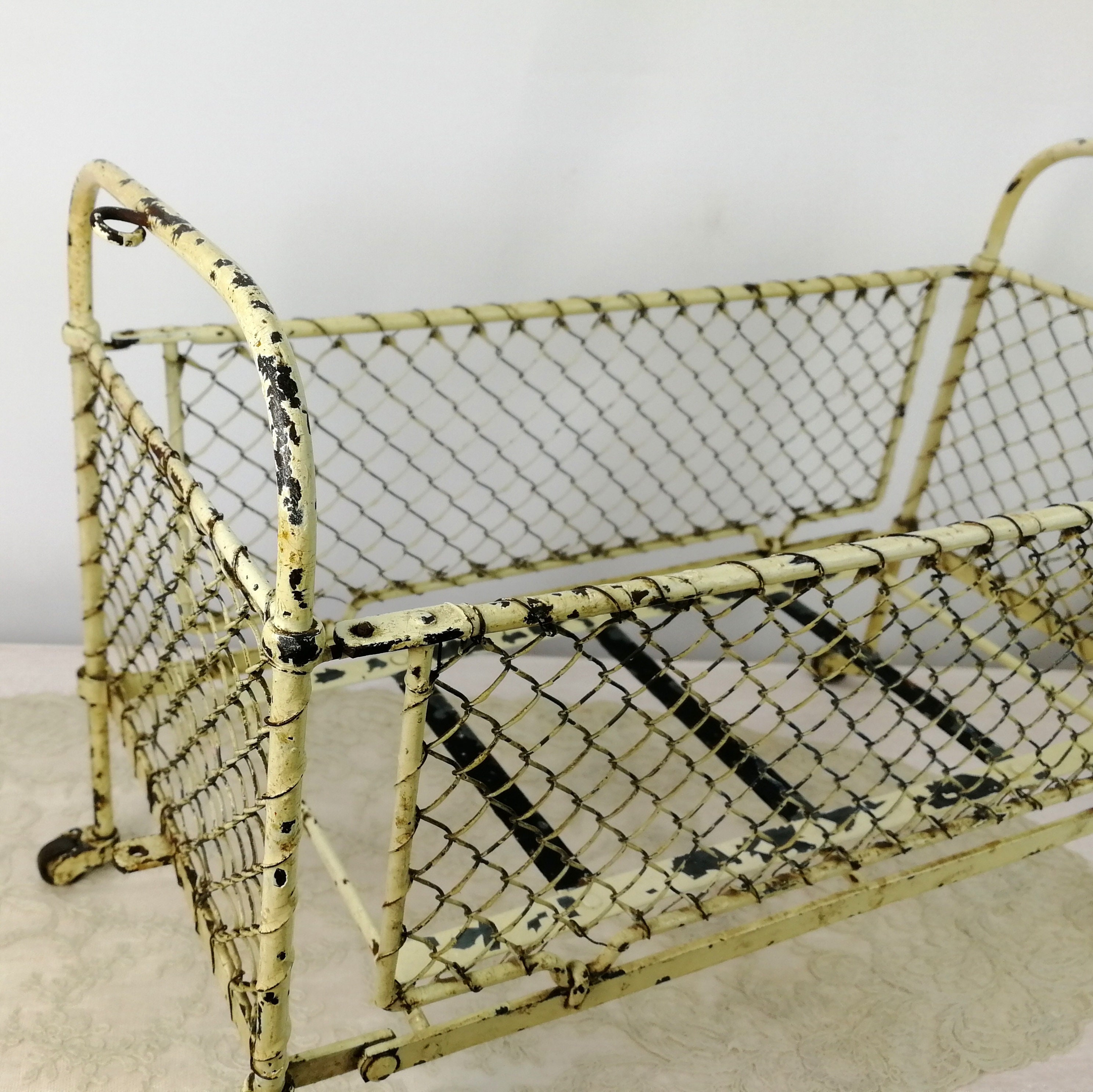 Antique metal doll bed hotsell