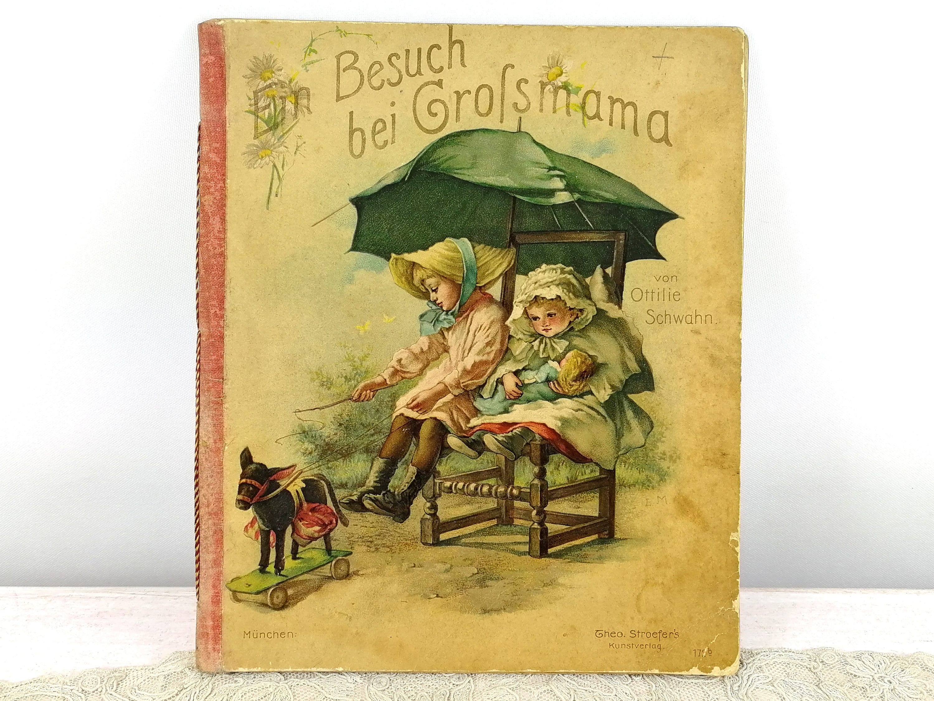 Antique German Childrens Book With Beautiful 1890s Lithographs and
