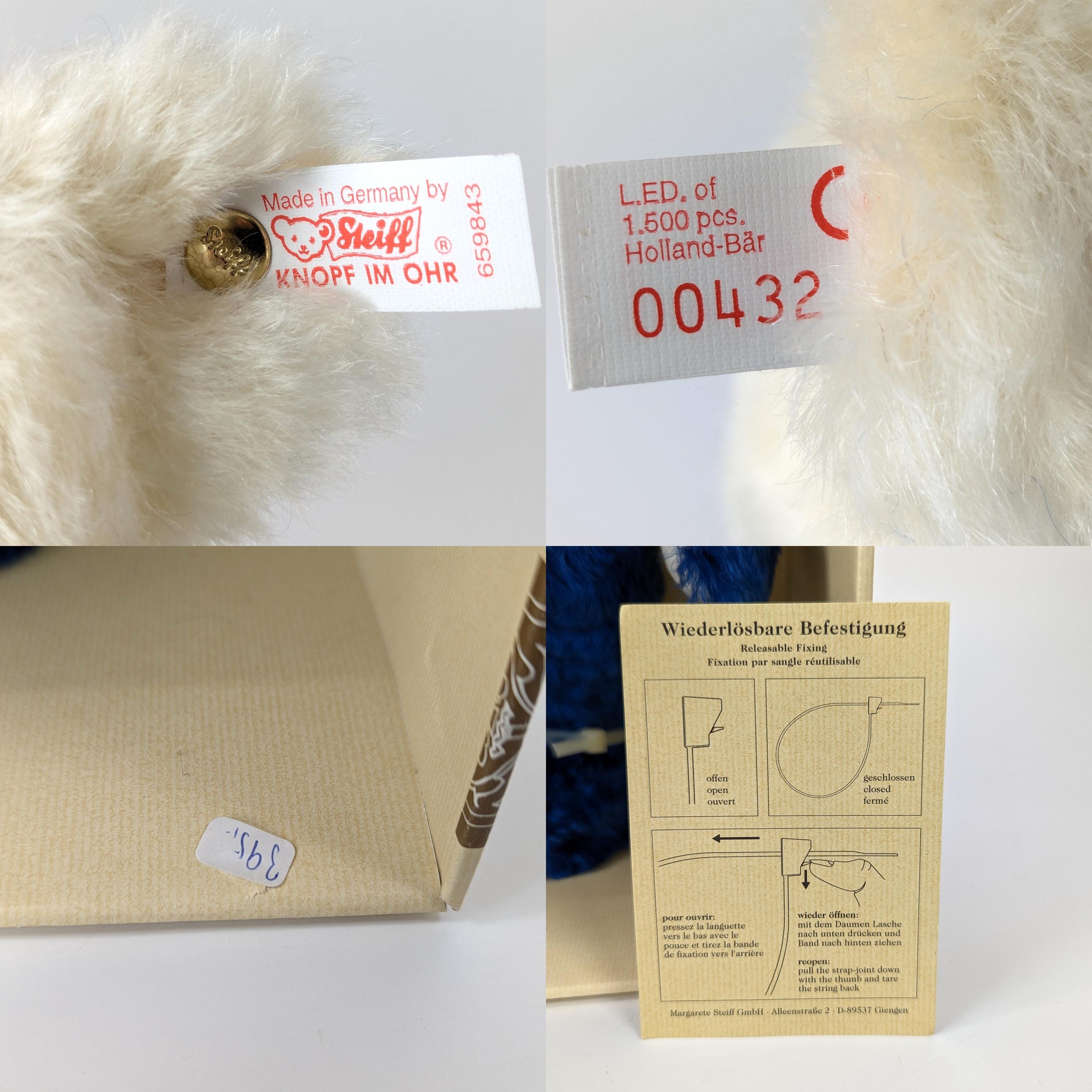 シュタイフ オランダ 限定 デルフトブルー テディベア 13インチ