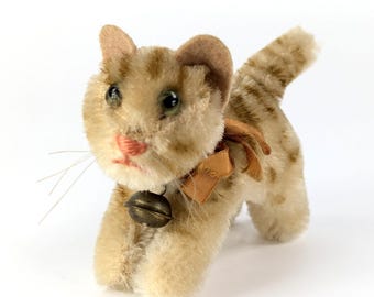 ヴィンテージ シュタイフ スージーキャット、1950年代製、首が動く子猫