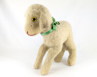 Steiff Lamb sin identificaciones 10 pulgadas vintage 1948 a 1964