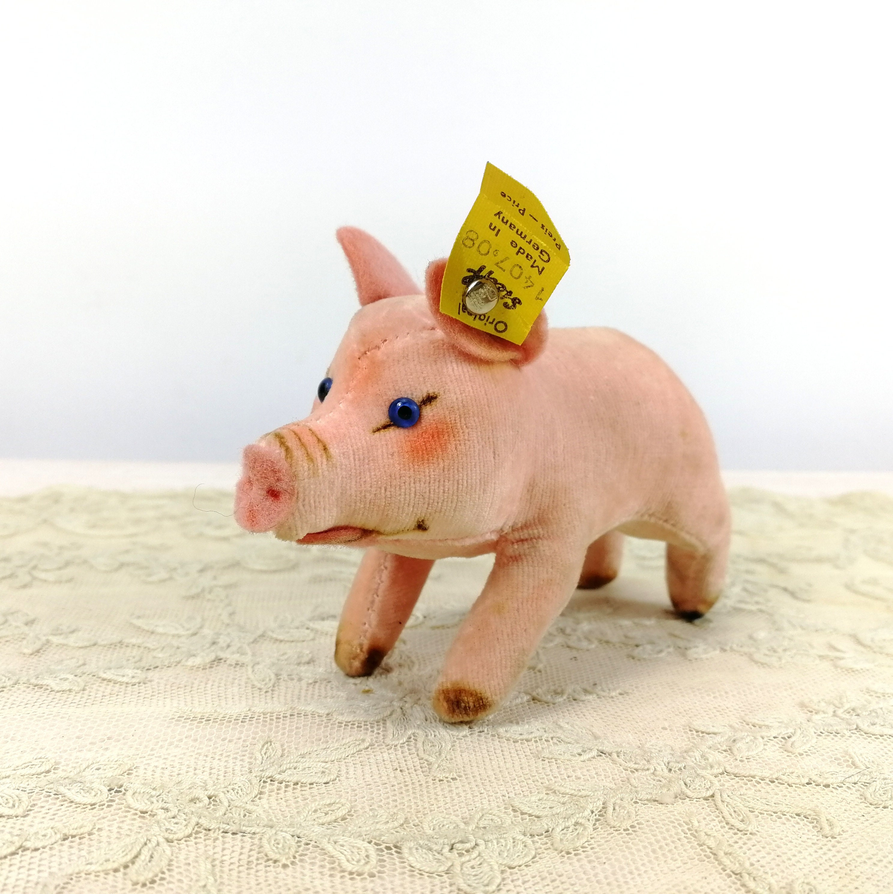 Steiff Pig Jolanthe Pink Velvet All Ids Blue Glass Eyes 3 Steiff Pig Jolanthe Pink Velvet All Ids Blue Glass Eyes 3