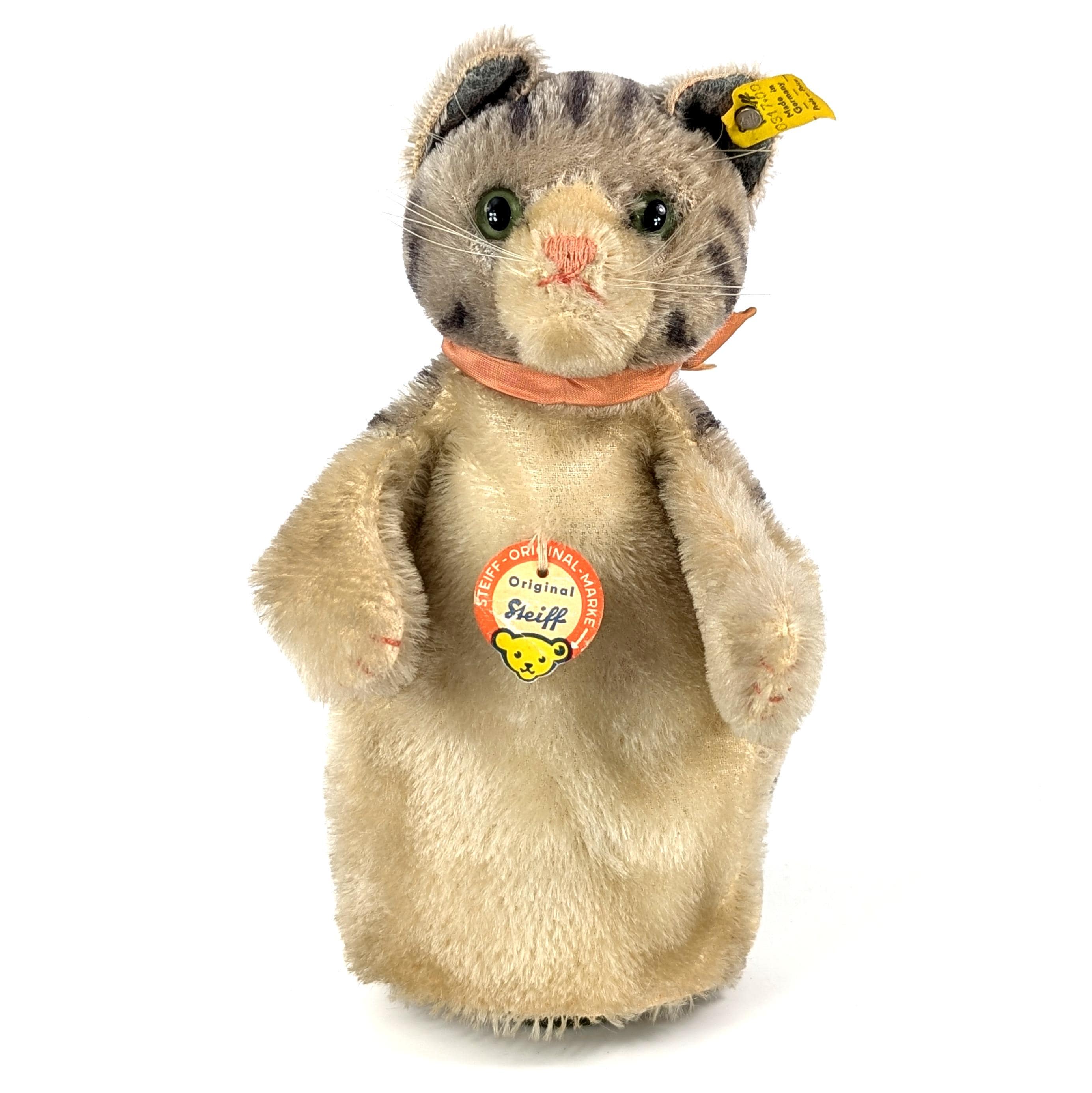 Steiff シュタイフ 猫 ハンドパペット シュタイフ キャットハンドパペット 全ID ヴィンテージ タビー 1959