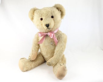 White Teddy Bear made by Petz with ID 21 inches German vintage early 1950s