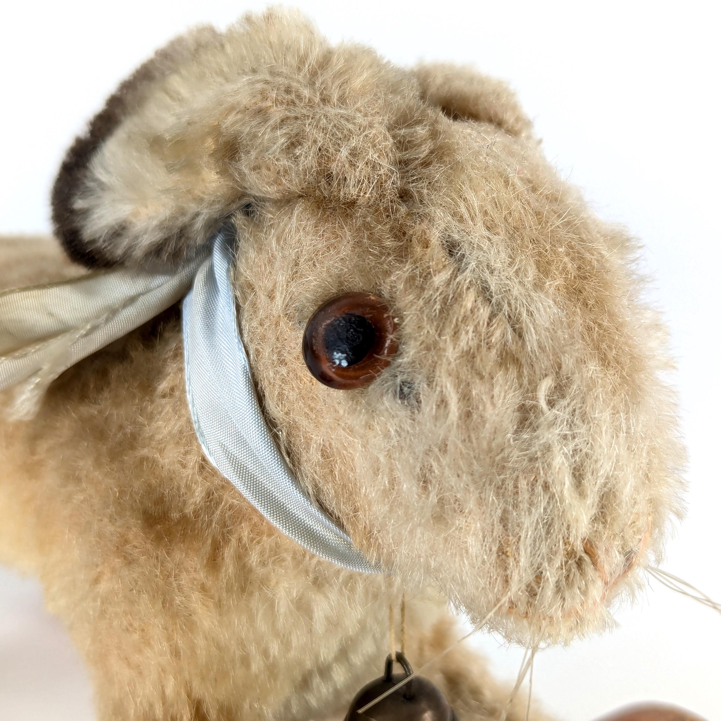 Steiff Bunny Rabbit on Wheels With ID 6 Inches Vintage 1950