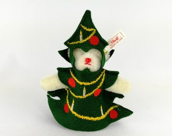 Steiff Christmas Tree Teddy Bear Ornament Mint 4 Inches Vintage