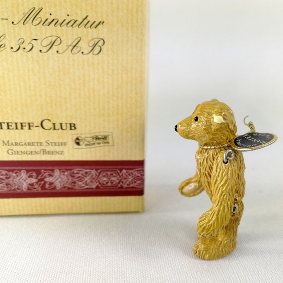 Steiff Club Baerle 35 PAB Pewter Miniature Jointed Mib Vintage