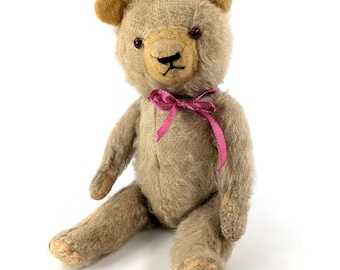 Osito de peluche vintage muy querido de los años 50, fabricado en Alemania, con chirriador funcional, 30 cm de alto.