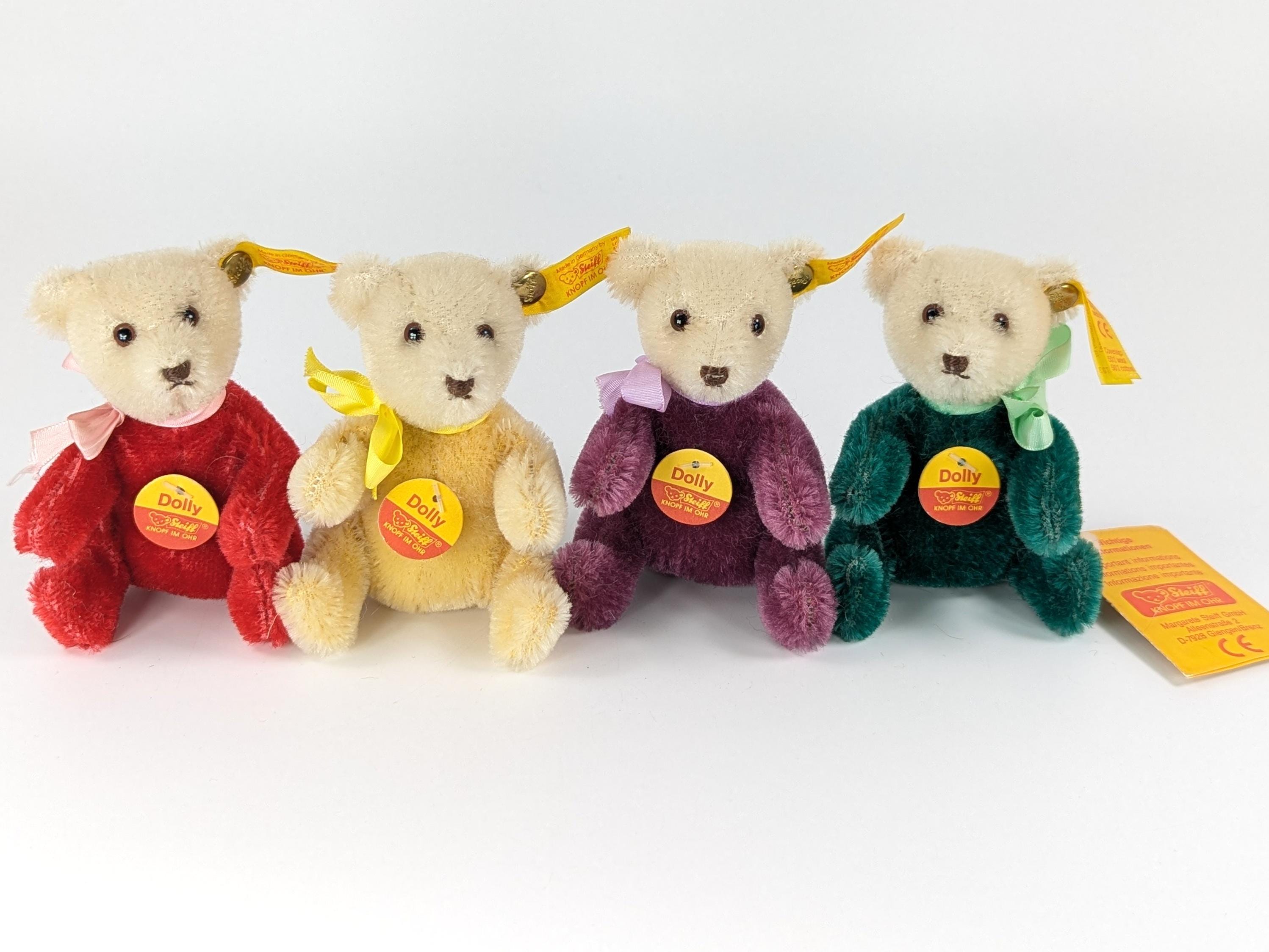 Steiff Dolly Teddy Bears Colourfull Full Set of Four All Ids