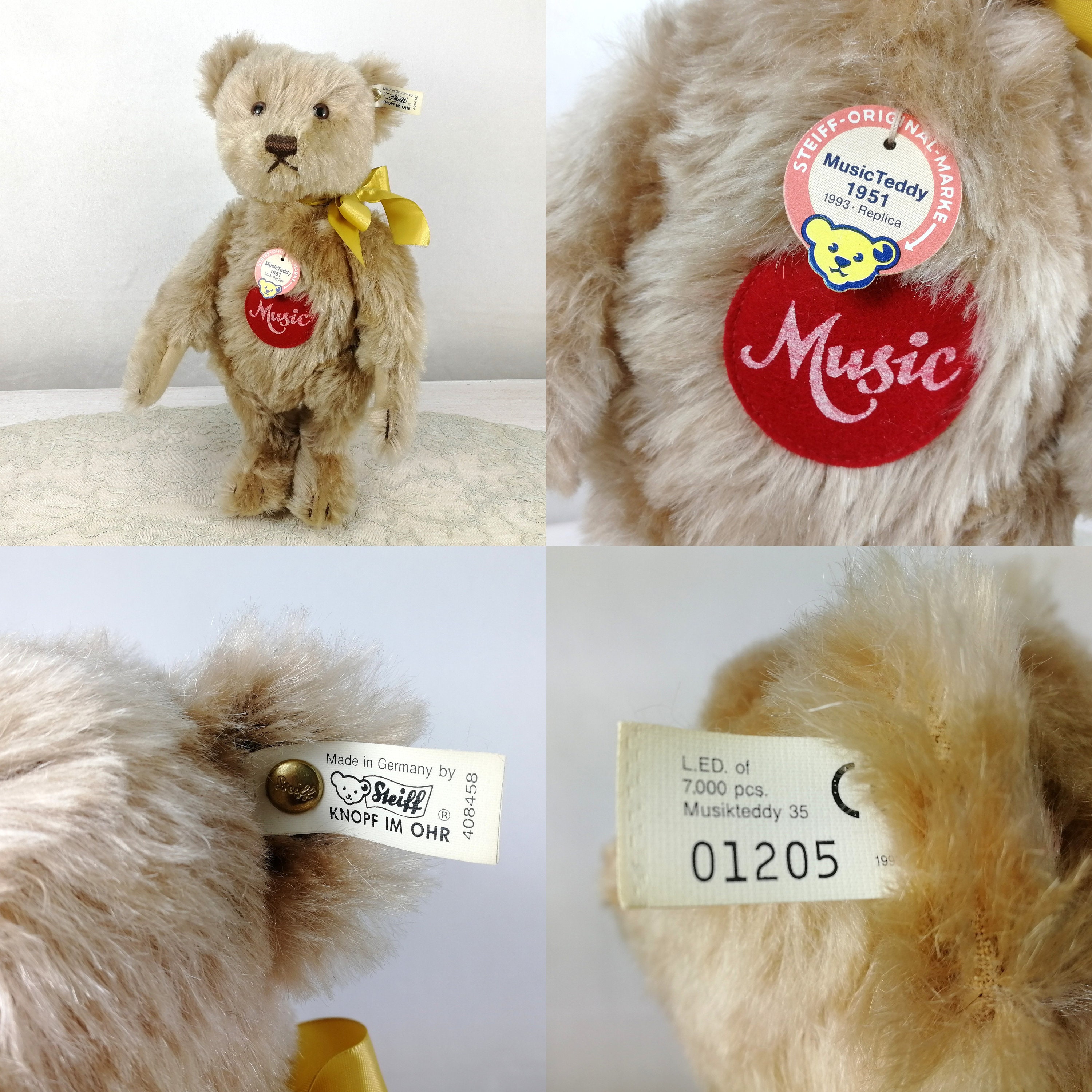 Steiff MusicTeddy 1951 レプリカ Steiff Musical Teddy 1951 all IDs working music box 14