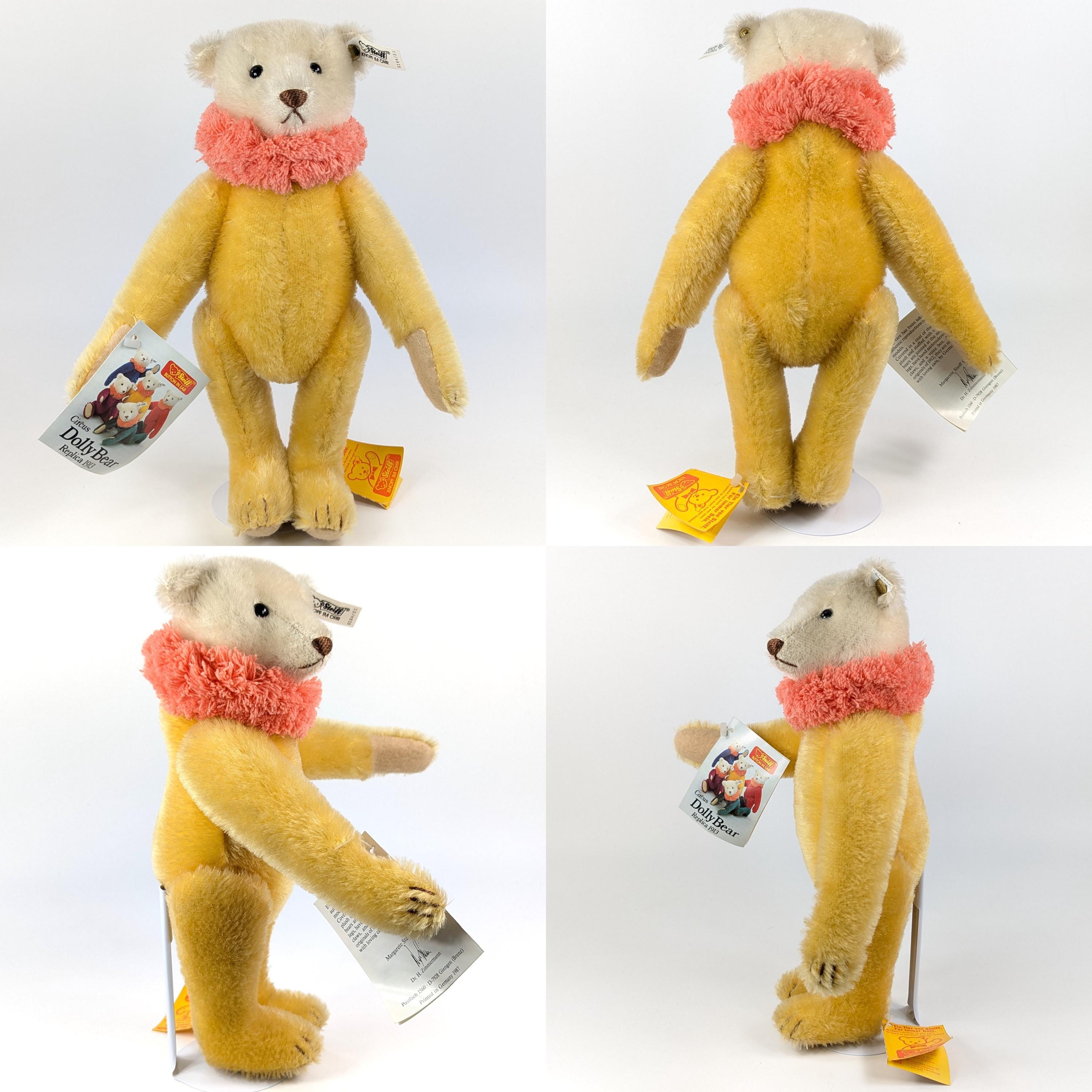 Steiff Teddy Bear Circus Dolly Yellow All Ids 1913 Replica Vintage