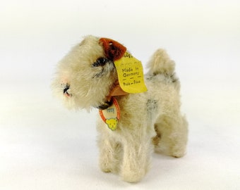 Steiff Foxterrier Foxy hond alle ID's vintage 1950 tot 1957 geproduceerd kleine 3 inch