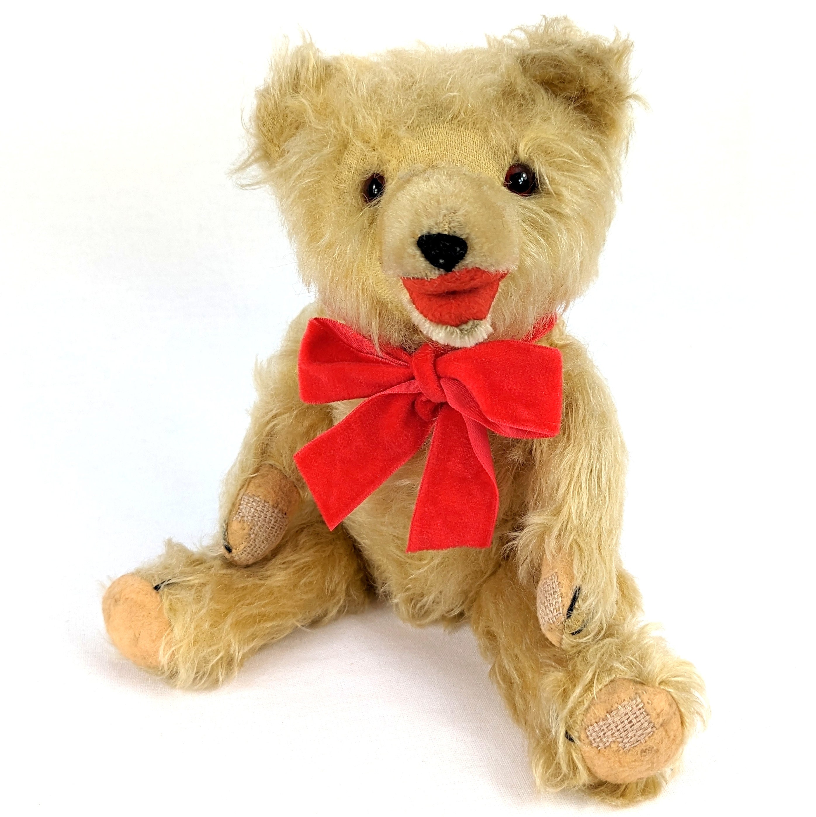 Ours En Peluche Ancien - Fabrication Allemande - Bouche Ouverte