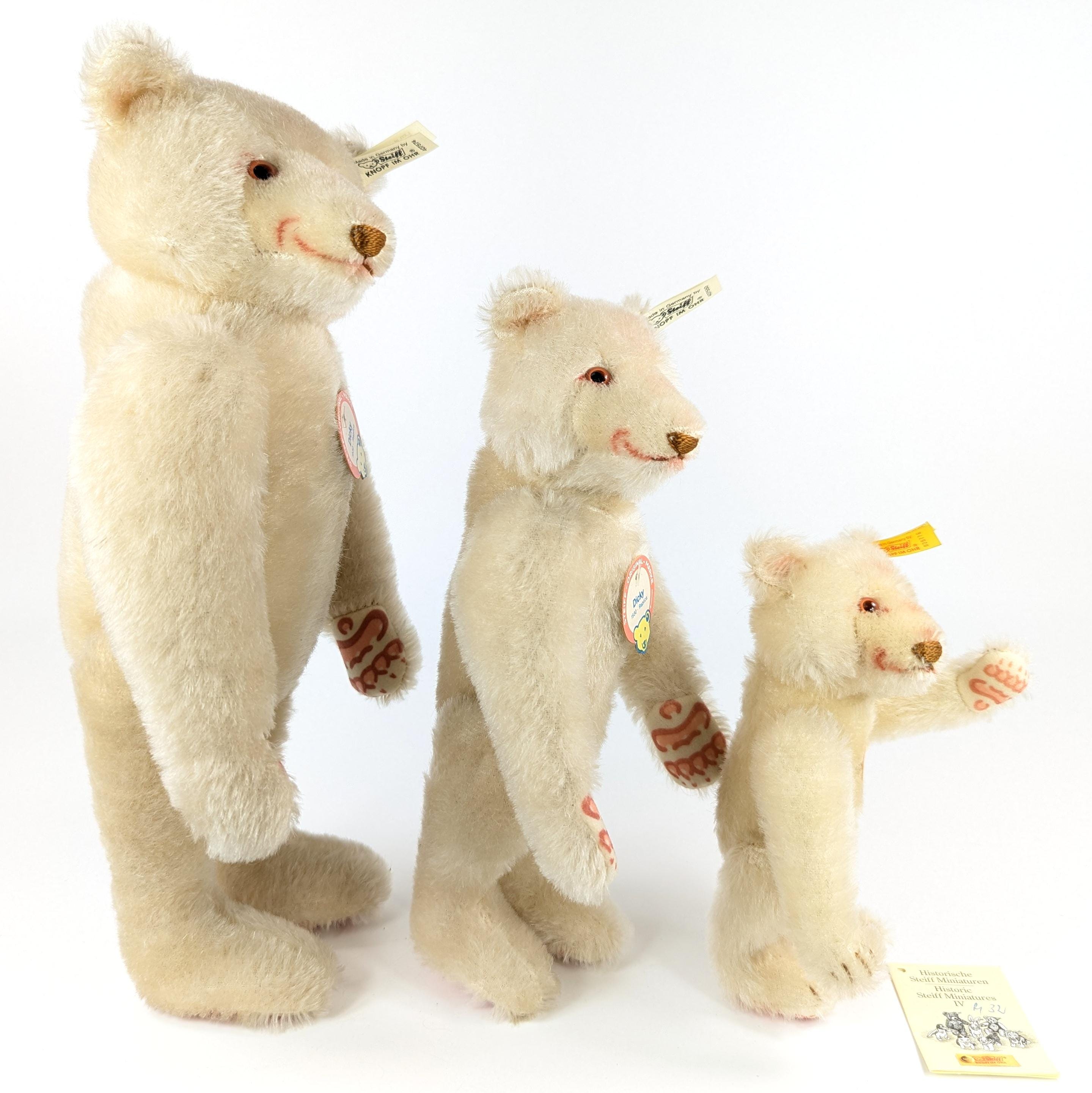 シュタイフ テディベア ディッキー 3体セット 全ID ホワイト