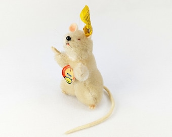 Steiff Mouse Pieps all IDs 3 inches white mohair 1968 to 1978 vintage