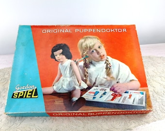 Vintage 1970s Doll Doctor Play Set in Original Box made in Eastern Germany