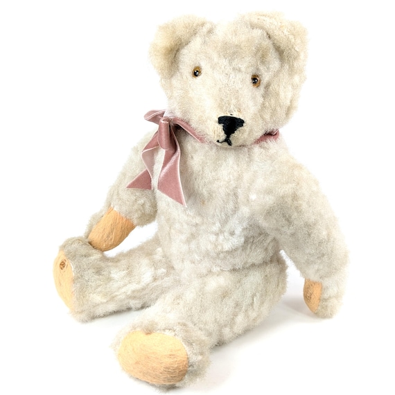 ぬいぐるみ vintage white teddy bear with rompers ぬいぐるみ・人形・置物 vintage white teddy bear with rompers