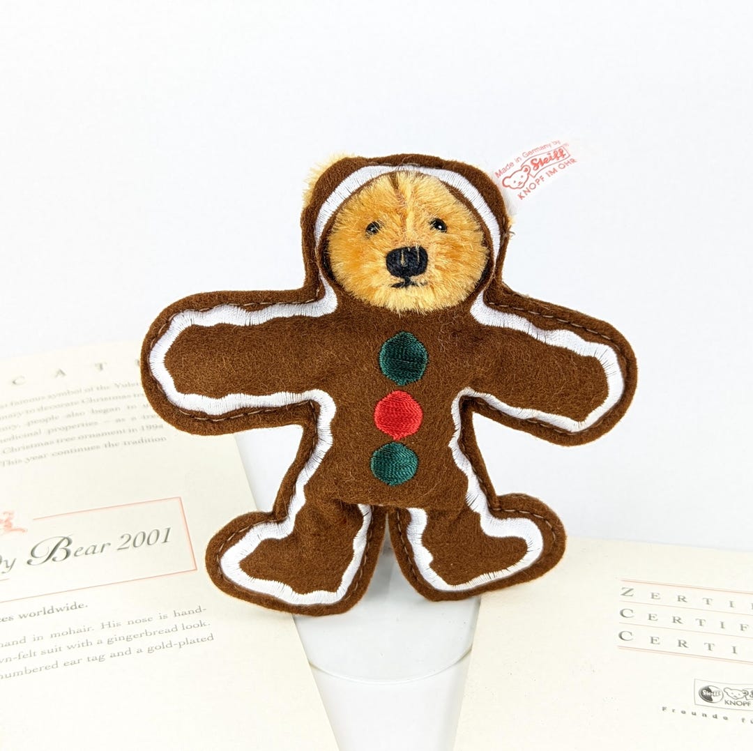 Steiff Christmas Gingerbread Teddy Bear Tree Ornament 4 Inches