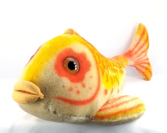 Largest Steiff Fish Flossy with IDs 25 inches gold red 1968 to 1975 vintage