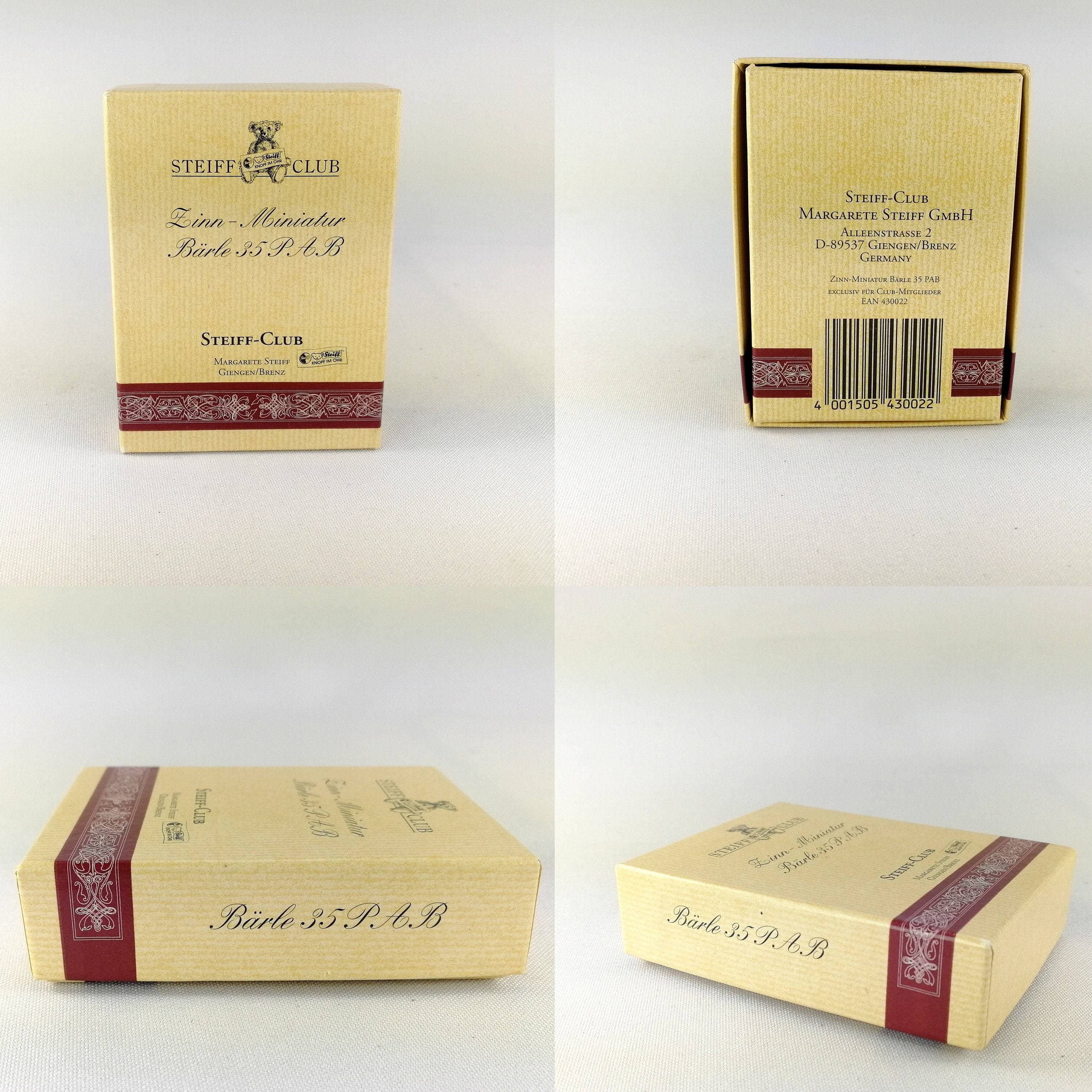 Steiff Club Baerle 35 PAB Pewter Miniature Jointed Mib Vintage