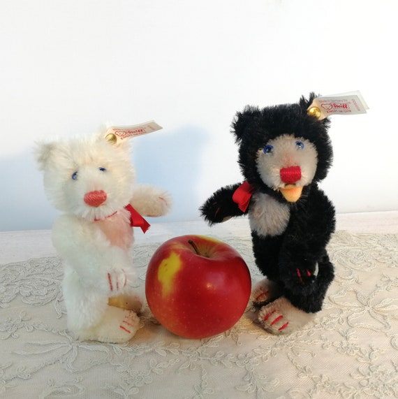 Steiff Little Blackey and Little Whitey Teddy Bears Set With 