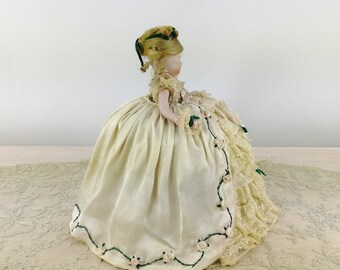1900年代のピンクッションハーフドール、最高級のビスクアンティーク